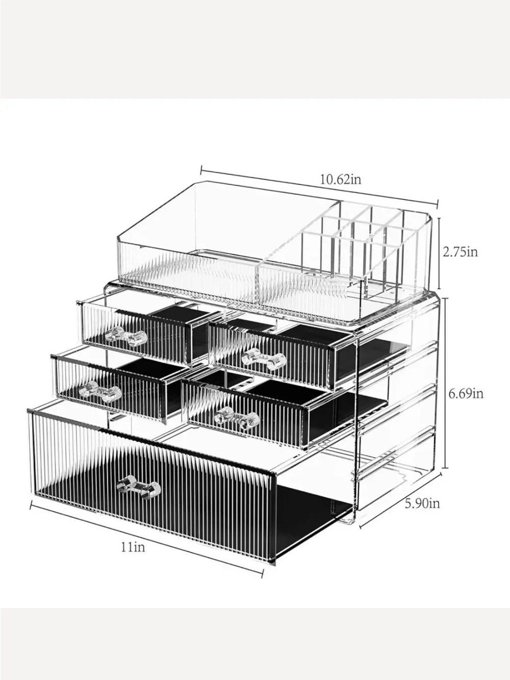Clear Acrylic Makeup Organizer - Transparent Cosmetic Storage